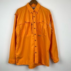 Drake Waterfowl Systems size Large Men’s Orange Button Down Long Sleeve Shirt